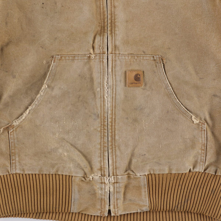 Carhartt Active Jacket Duck Full Zip Hoodie Men's S cotton Beige type Vintage Second Hand
