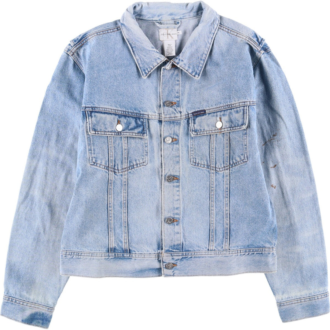 90'S Calvin Klein Jeans Denim Jacket, Made in USA, Men's Size XL, Vintage cotton blue type Vintage Second Hand