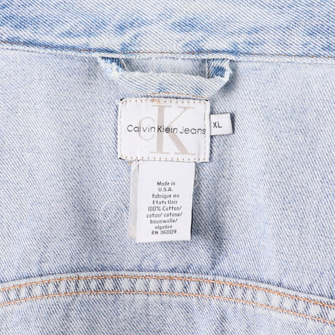 90'S Calvin Klein Jeans Denim Jacket, Made in USA, Men's Size XL, Vintage cotton blue type Vintage Second Hand
