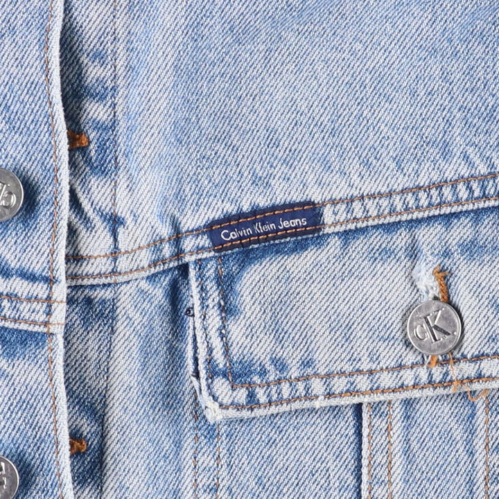 90'S Calvin Klein Jeans Denim Jacket, Made in USA, Men's Size XL, Vintage cotton blue type Vintage Second Hand