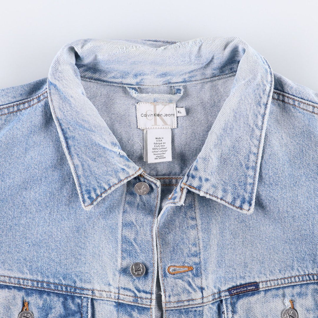 90'S Calvin Klein Jeans Denim Jacket, Made in USA, Men's Size XL, Vintage cotton blue type Vintage Second Hand