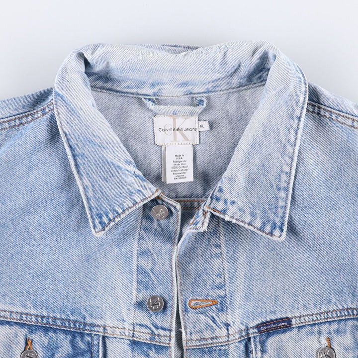 90'S Calvin Klein Jeans Denim Jacket, Made in USA, Men's Size XL, Vintage cotton blue type Vintage Second Hand