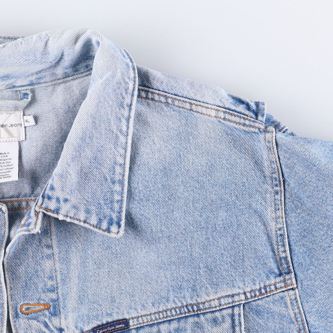 90'S Calvin Klein Jeans Denim Jacket, Made in USA, Men's Size XL, Vintage cotton blue type Vintage Second Hand
