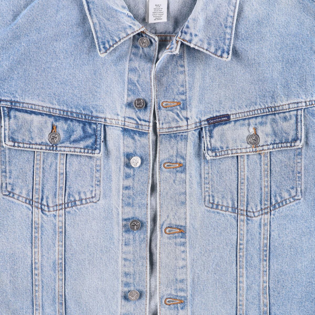 90'S Calvin Klein Jeans Denim Jacket, Made in USA, Men's Size XL, Vintage cotton blue type Vintage Second Hand