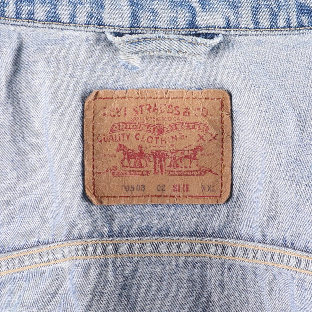 90'S Levi's 70503-0215 Denim Jacket, Men's XXL, Vintage cotton blue type Vintage Second Hand