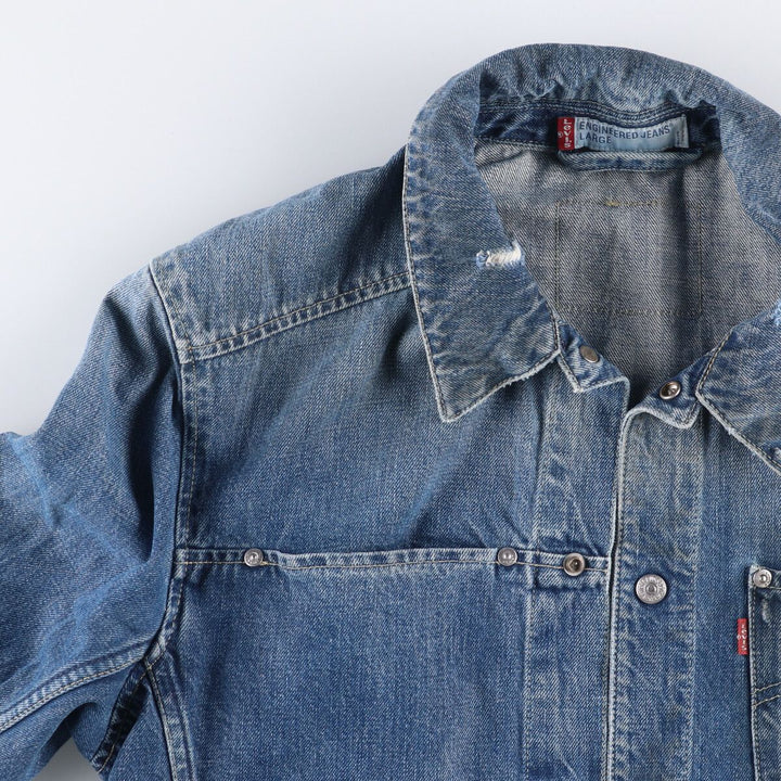 2000'S Levi's ENGINEERED 70100-1655 draped Euro model denim jacket, men's size L cotton blue type Vintage Second Hand