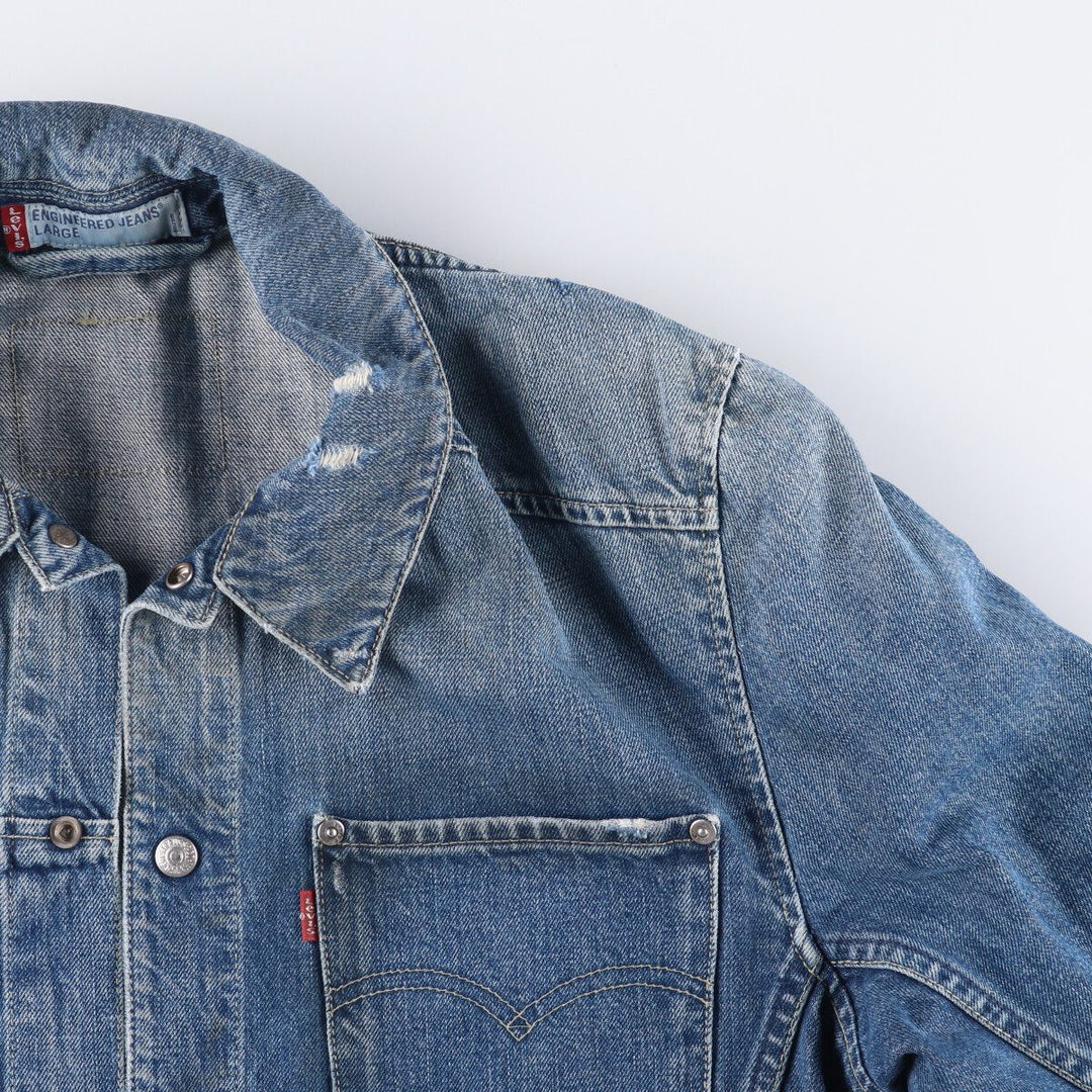2000'S Levi's ENGINEERED 70100-1655 draped Euro model denim jacket, men's size L cotton blue type Vintage Second Hand
