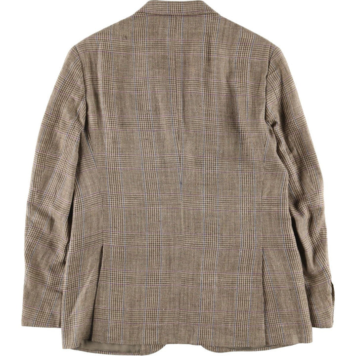 Ralph Lauren POLO RALPH LAUREN CUSTOM FIT Check Pattern Flax and Silk Tailored Jacket, Men's Size M silk brown type Vintage Second Hand