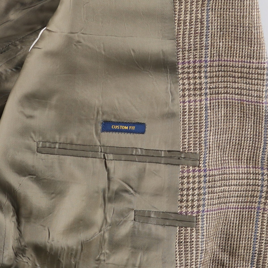 Ralph Lauren POLO RALPH LAUREN CUSTOM FIT Check Pattern Flax and Silk Tailored Jacket, Men's Size M silk brown type Vintage Second Hand