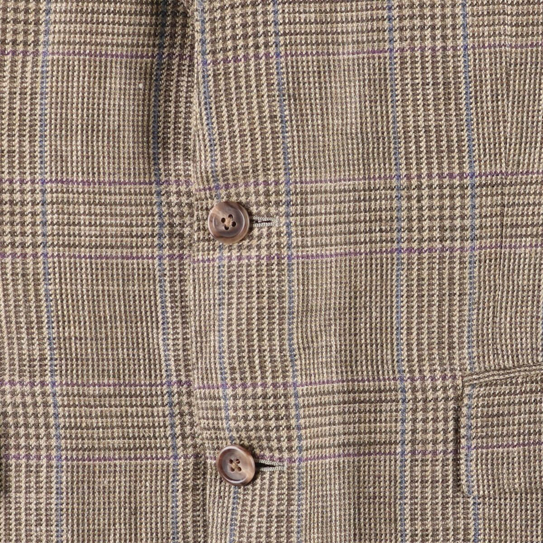 Ralph Lauren POLO RALPH LAUREN CUSTOM FIT Check Pattern Flax and Silk Tailored Jacket, Men's Size M silk brown type Vintage Second Hand