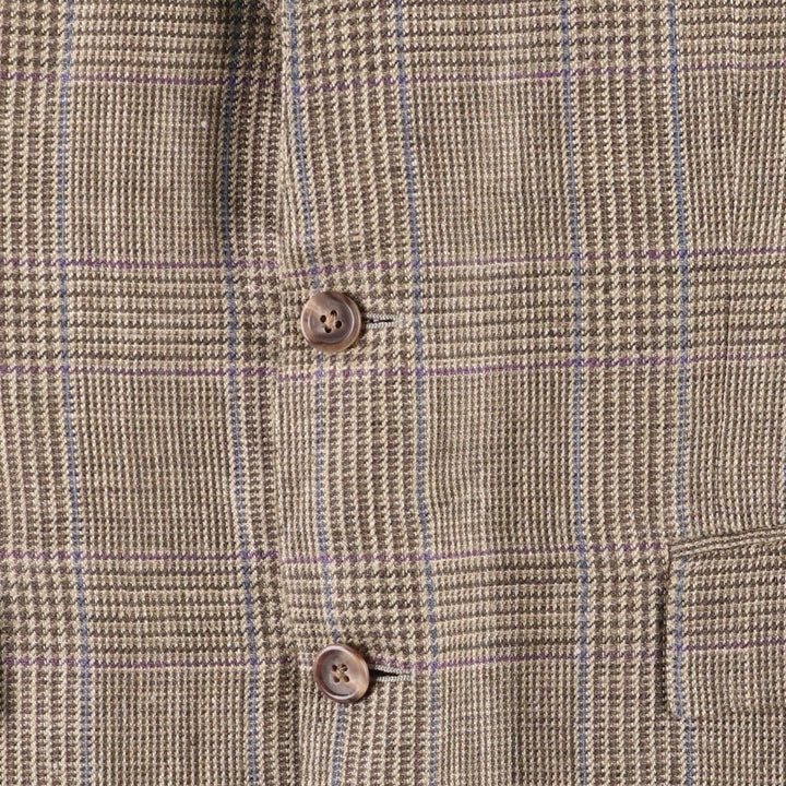 Ralph Lauren POLO RALPH LAUREN CUSTOM FIT Check Pattern Flax and Silk Tailored Jacket, Men's Size M silk brown type Vintage Second Hand