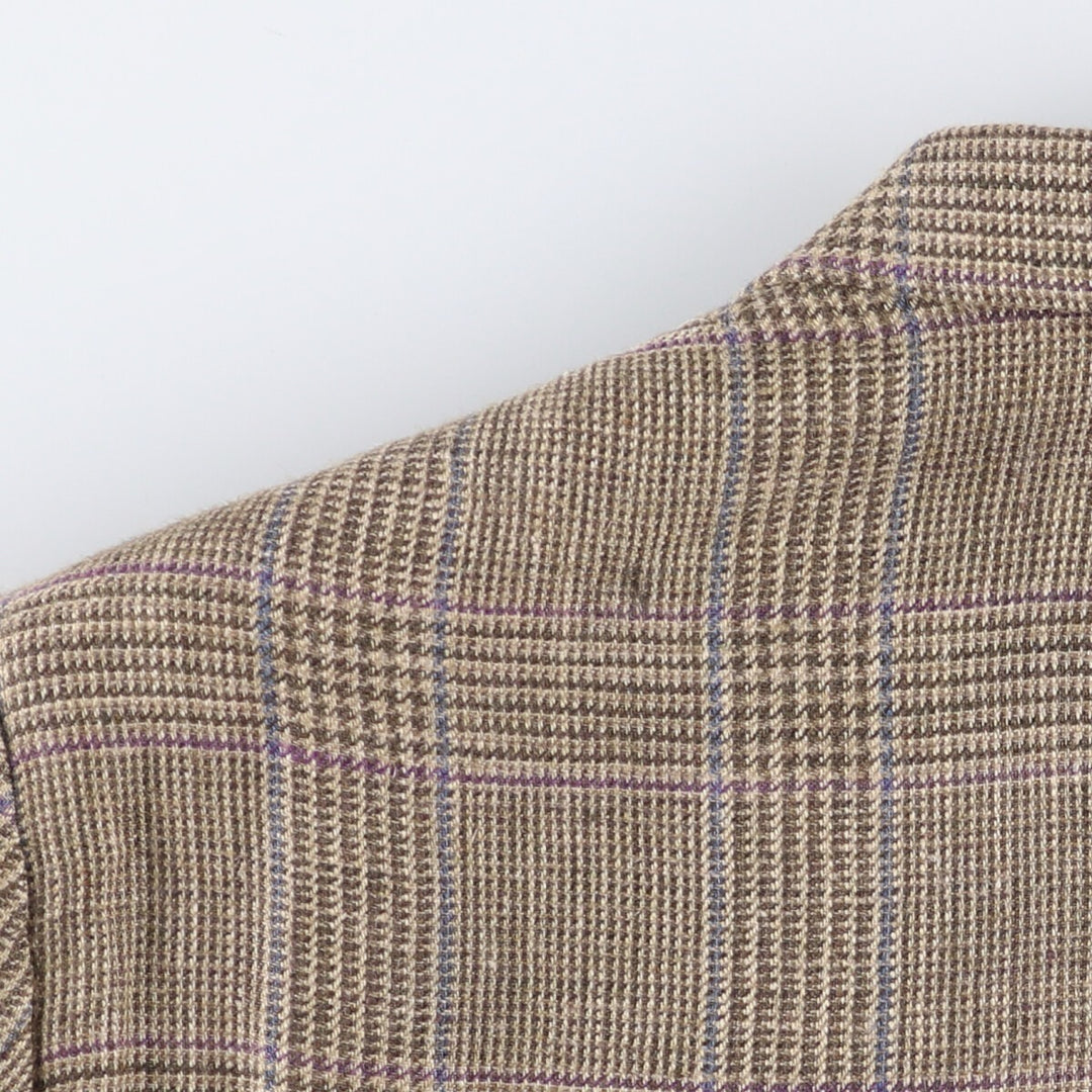 Ralph Lauren POLO RALPH LAUREN CUSTOM FIT Check Pattern Flax and Silk Tailored Jacket, Men's Size M silk brown type Vintage Second Hand