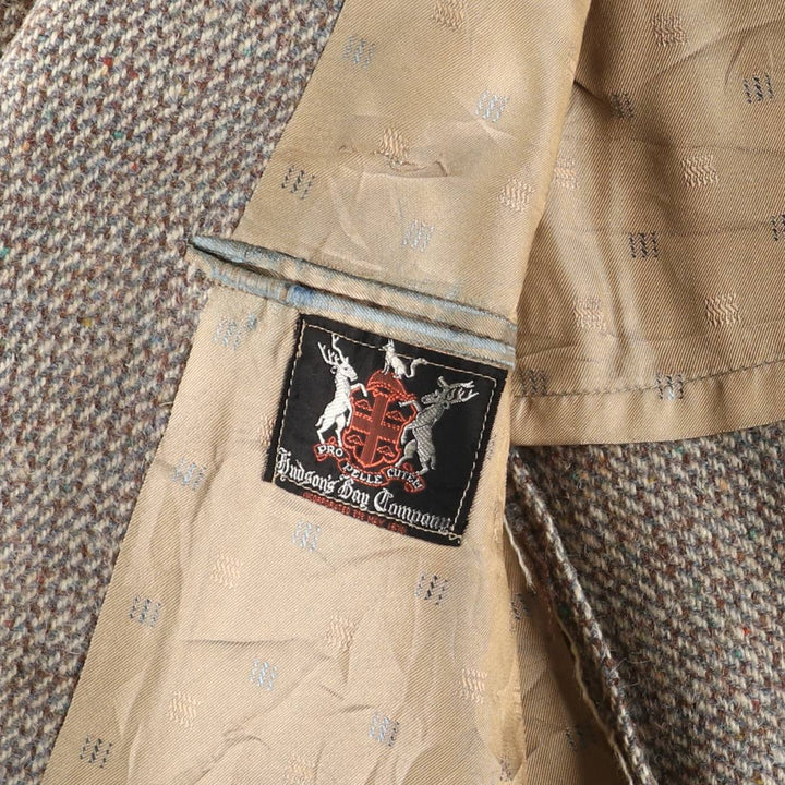 Hudson's Bay Company Harris Tweed Color Nep Wool Tailored Jacket, Men's Size L unclear Beige type Vintage Second Hand