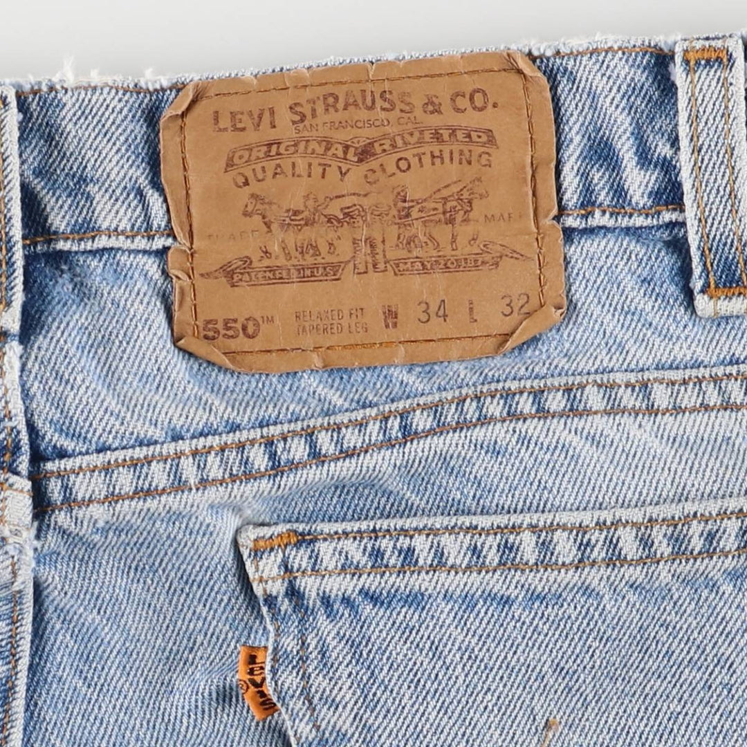 90'S Levi's 10550-0213 Relaxed Fit Tapered Leg Denim Pants with Orange Tab, Men's Size 33 cotton blue type Vintage Second Hand