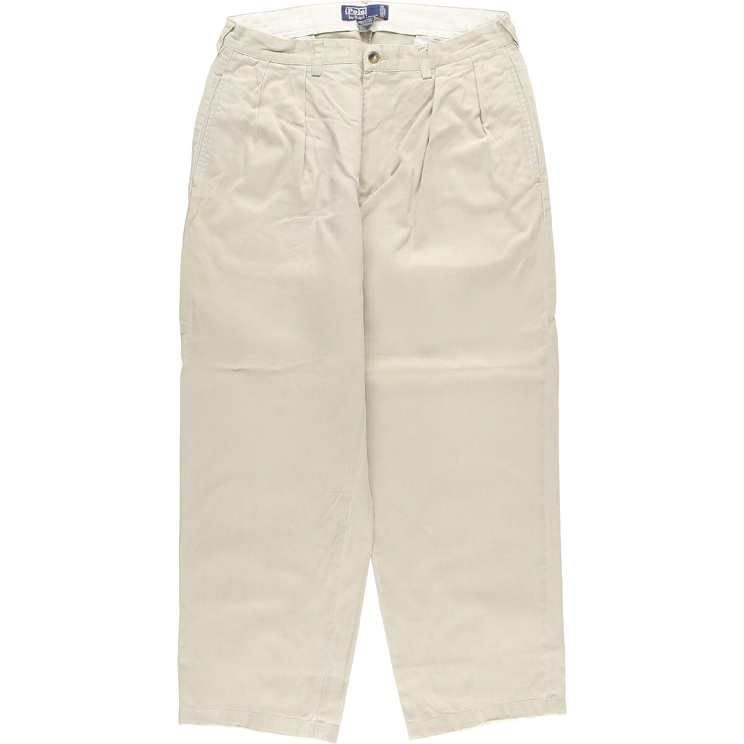 Ralph Lauren POLO by Ralph Lauren ANDREW PANT Two-pleat chino pants for men, equivalent to W34 cotton Beige type Vintage Second Hand