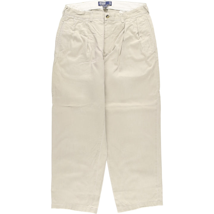 Ralph Lauren POLO by Ralph Lauren ANDREW PANT Two-pleat chino pants for men, equivalent to W34 cotton Beige type Vintage Second Hand