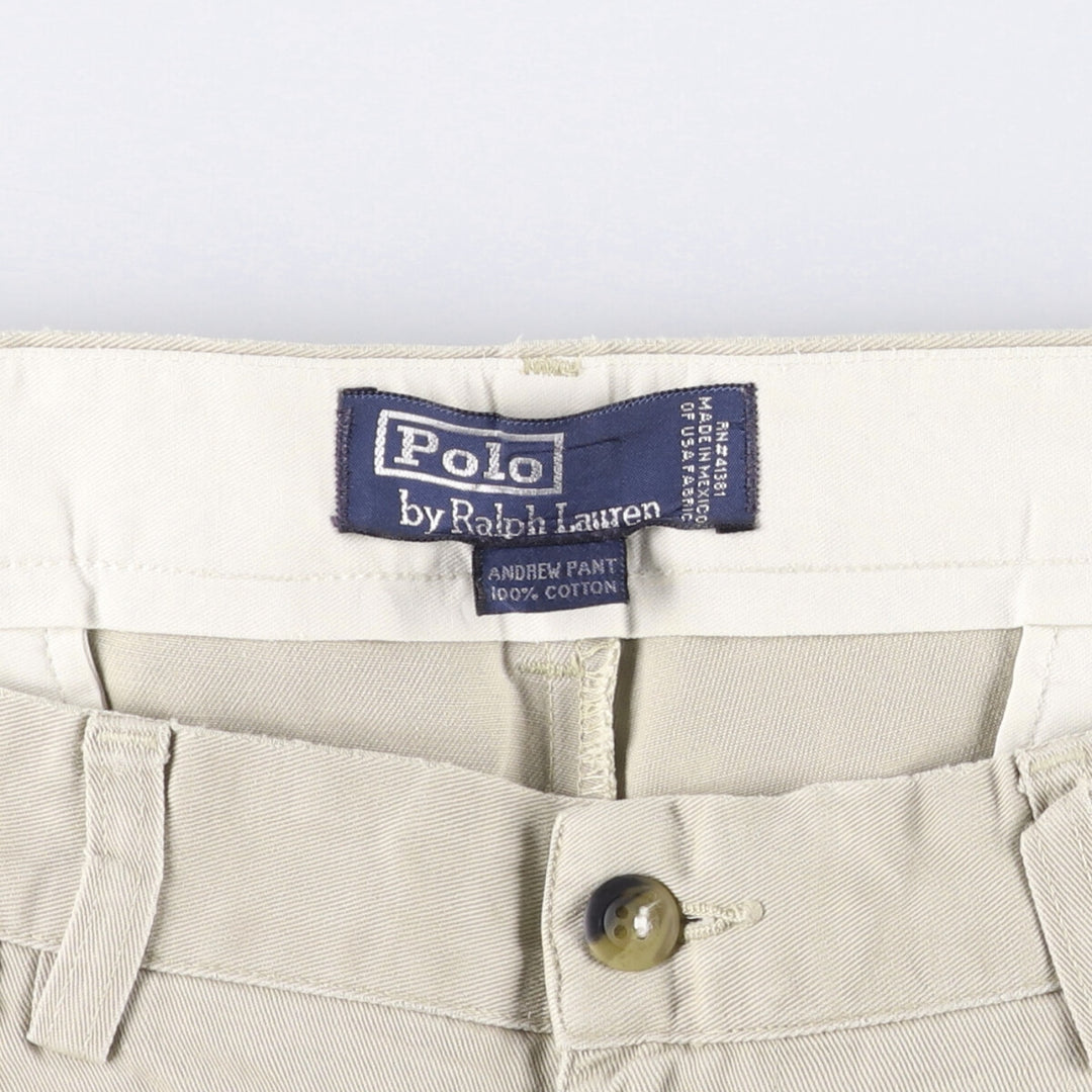 Ralph Lauren POLO by Ralph Lauren ANDREW PANT Two-pleat chino pants for men, equivalent to W34 cotton Beige type Vintage Second Hand