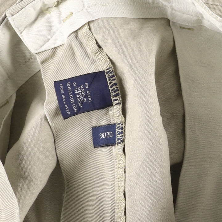 Ralph Lauren POLO by Ralph Lauren ANDREW PANT Two-pleat chino pants for men, equivalent to W34 cotton Beige type Vintage Second Hand