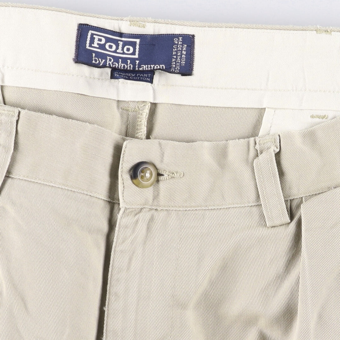 Ralph Lauren POLO by Ralph Lauren ANDREW PANT Two-pleat chino pants for men, equivalent to W34 cotton Beige type Vintage Second Hand