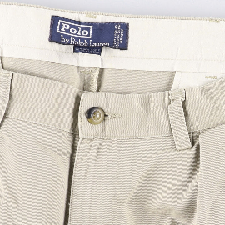 Ralph Lauren POLO by Ralph Lauren ANDREW PANT Two-pleat chino pants for men, equivalent to W34 cotton Beige type Vintage Second Hand