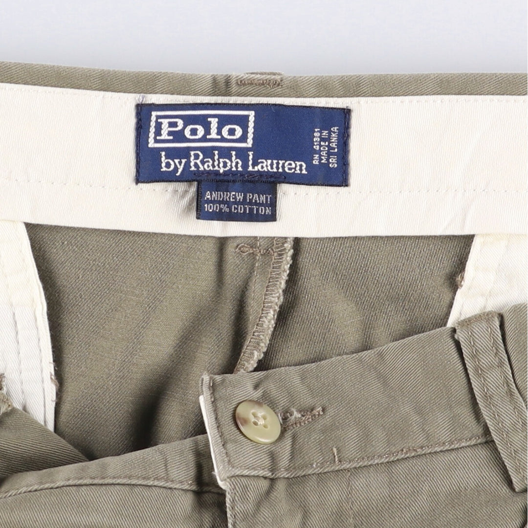 Ralph Lauren POLO by Ralph Lauren ANDREW PANT Two-pleat chino pants for men, equivalent to W34 cotton Khaki type Vintage Second Hand