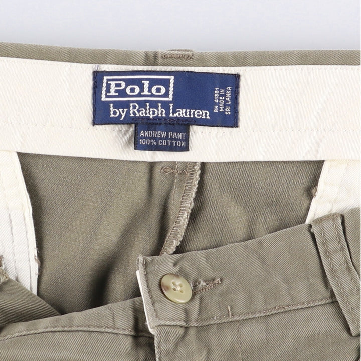 Ralph Lauren POLO by Ralph Lauren ANDREW PANT Two-pleat chino pants for men, equivalent to W34 cotton Khaki type Vintage Second Hand