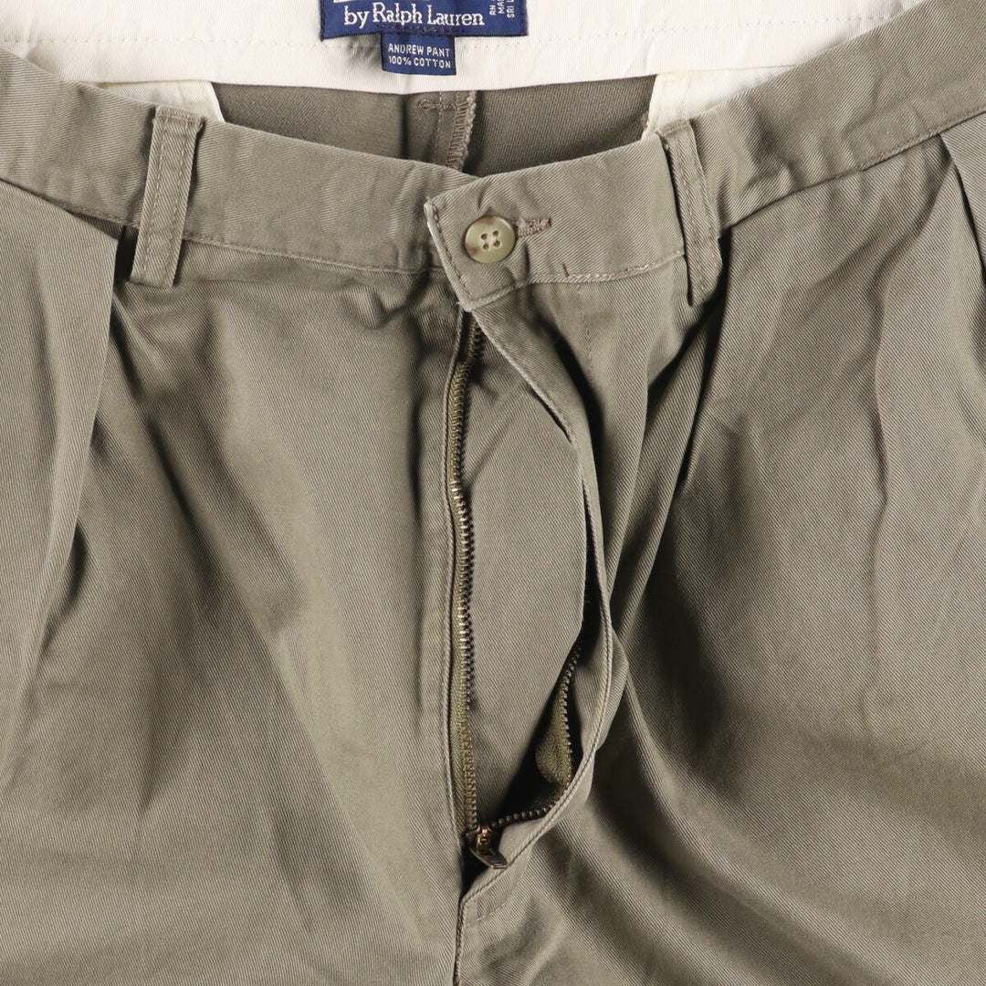 Ralph Lauren POLO by Ralph Lauren ANDREW PANT Two-pleat chino pants for men, equivalent to W34 cotton Khaki type Vintage Second Hand