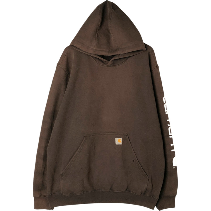 Carhartt ORIGINAL FIT sweatshirt pullover hoodie, men's XL size cotton brown type Vintage Second Hand