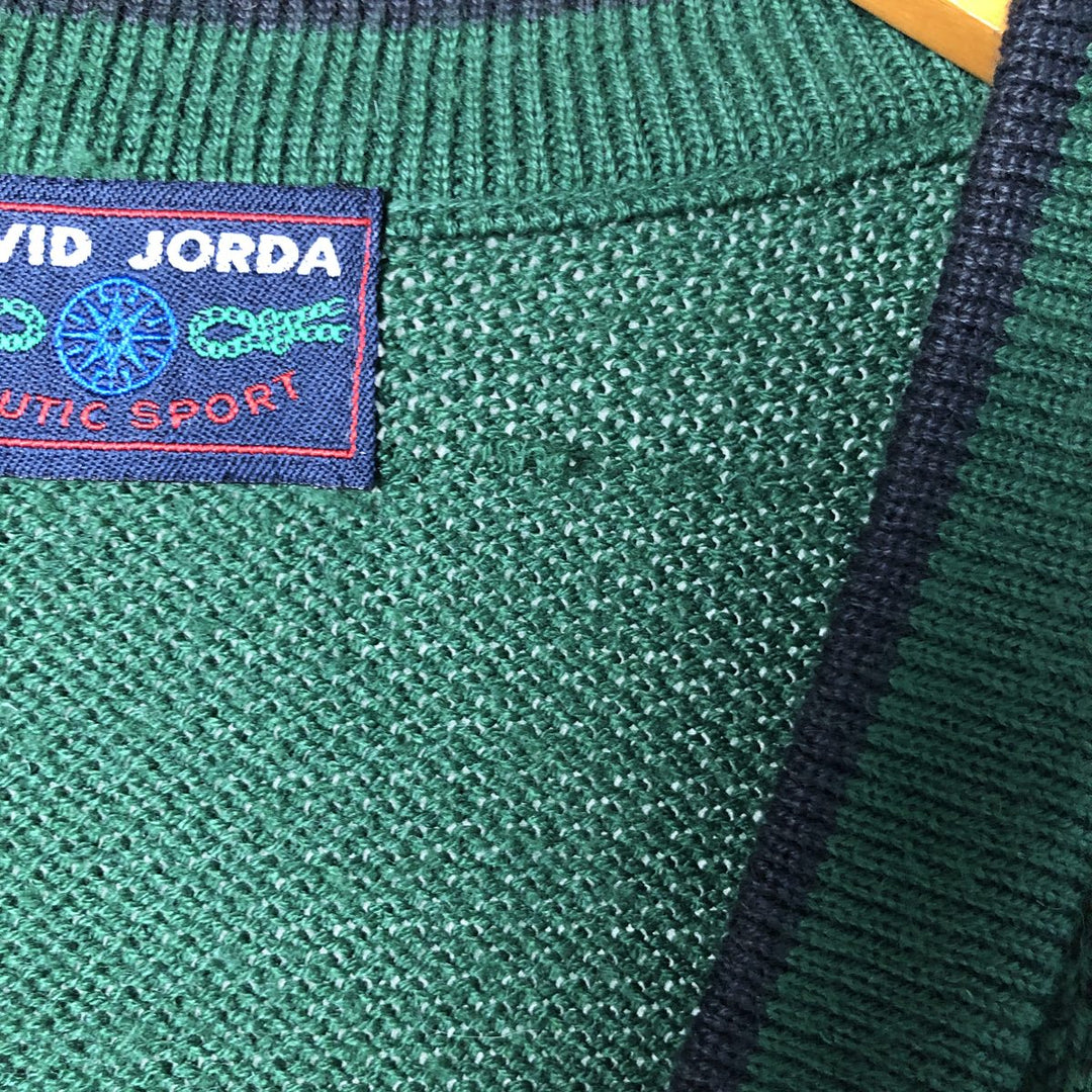 DAVID JORDA Acrylic Knit Cardigan, Men's XL acrylic green type Vintage Second Hand