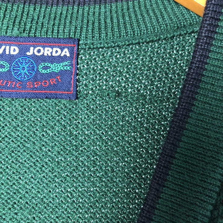 DAVID JORDA Acrylic Knit Cardigan, Men's XL acrylic green type Vintage Second Hand
