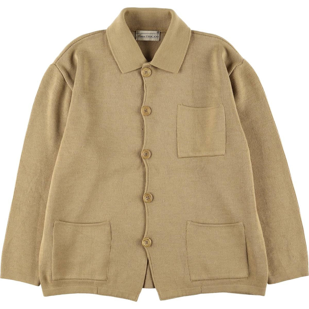 MARCO TRICOT collared knit jacket, men's size L unclear brown type Vintage Second Hand