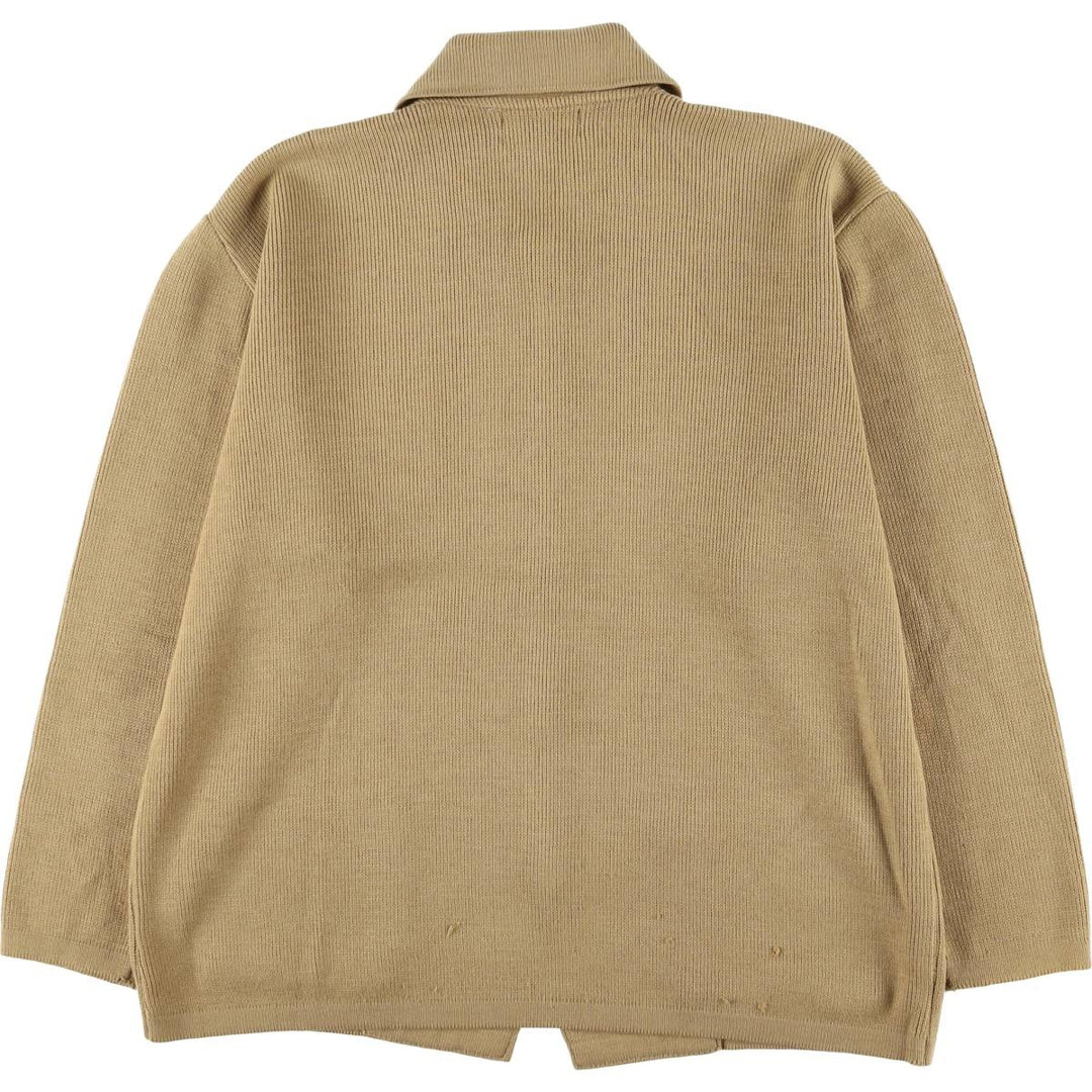 MARCO TRICOT collared knit jacket, men's size L unclear brown type Vintage Second Hand