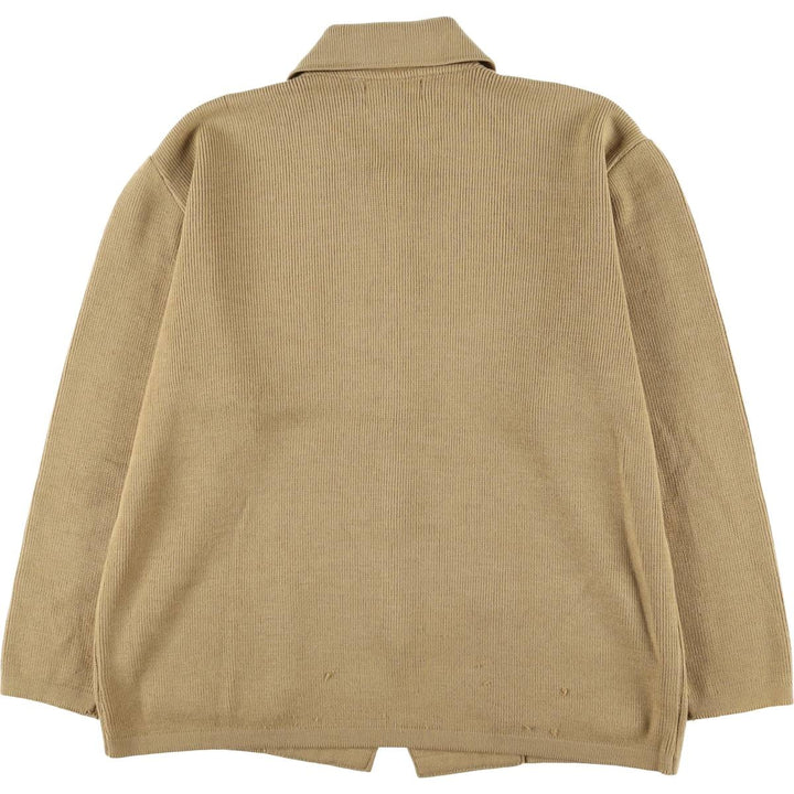 MARCO TRICOT collared knit jacket, men's size L unclear brown type Vintage Second Hand