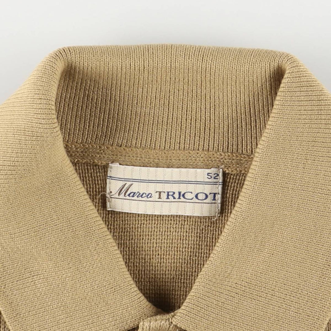 MARCO TRICOT collared knit jacket, men's size L unclear brown type Vintage Second Hand