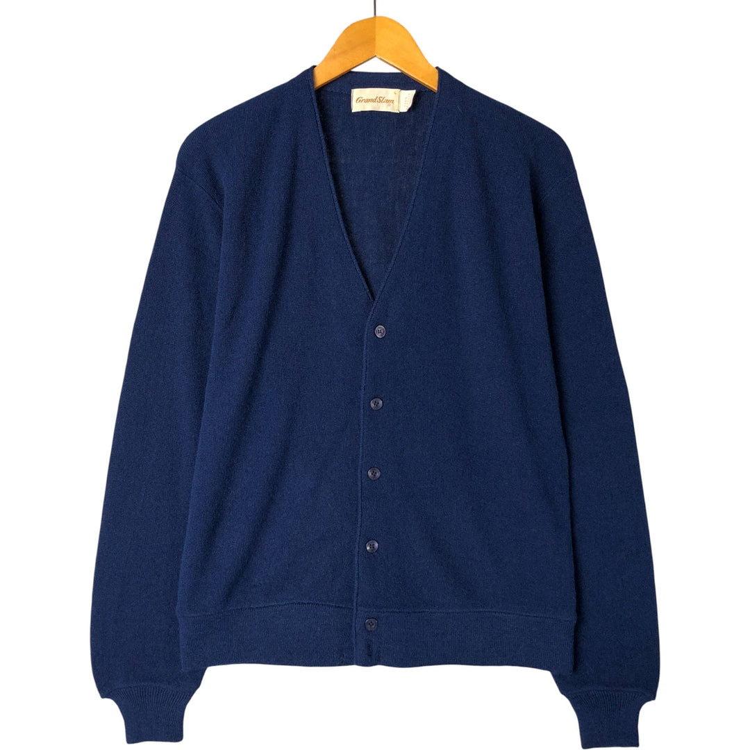 Grand Slam Acrylic Knit Cardigan, Made in USA, Men's Size L acrylic navy blue type Vintage Second Hand
