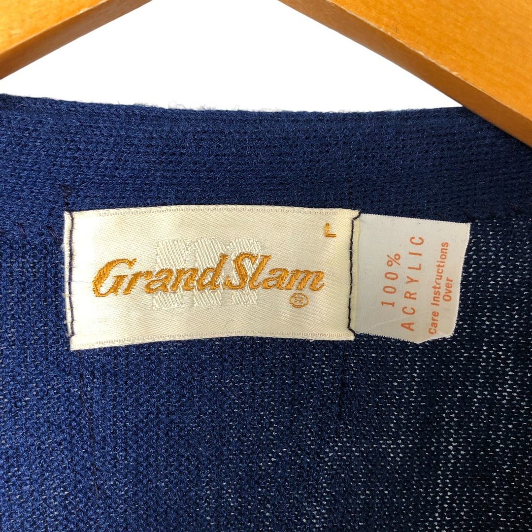 Grand Slam Acrylic Knit Cardigan, Made in USA, Men's Size L acrylic navy blue type Vintage Second Hand