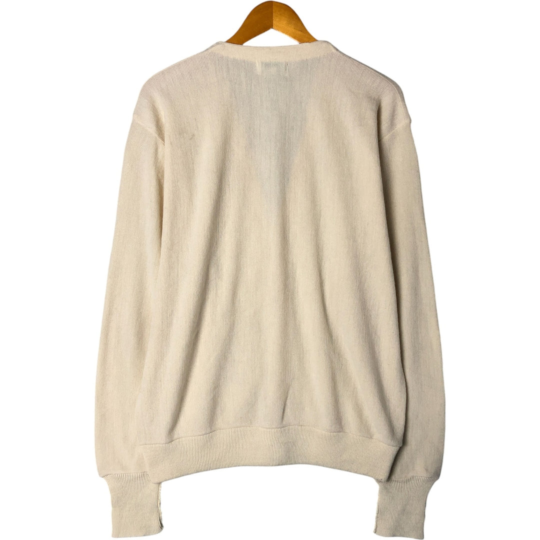 Vintage IZOD acrylic knit cardigan, made in the USA, size L, men's. acrylic ivory Vintage Second Hand
