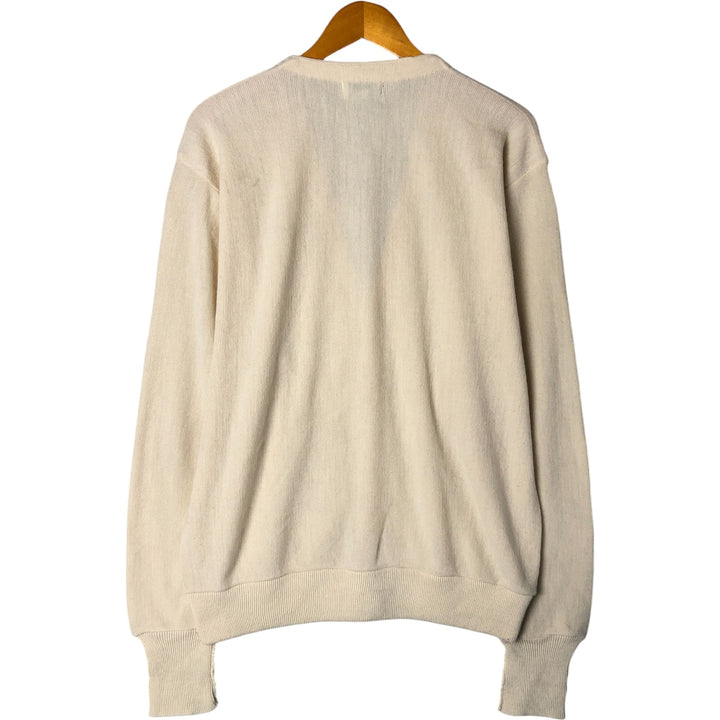Vintage IZOD acrylic knit cardigan, made in the USA, size L, men's. acrylic ivory Vintage Second Hand