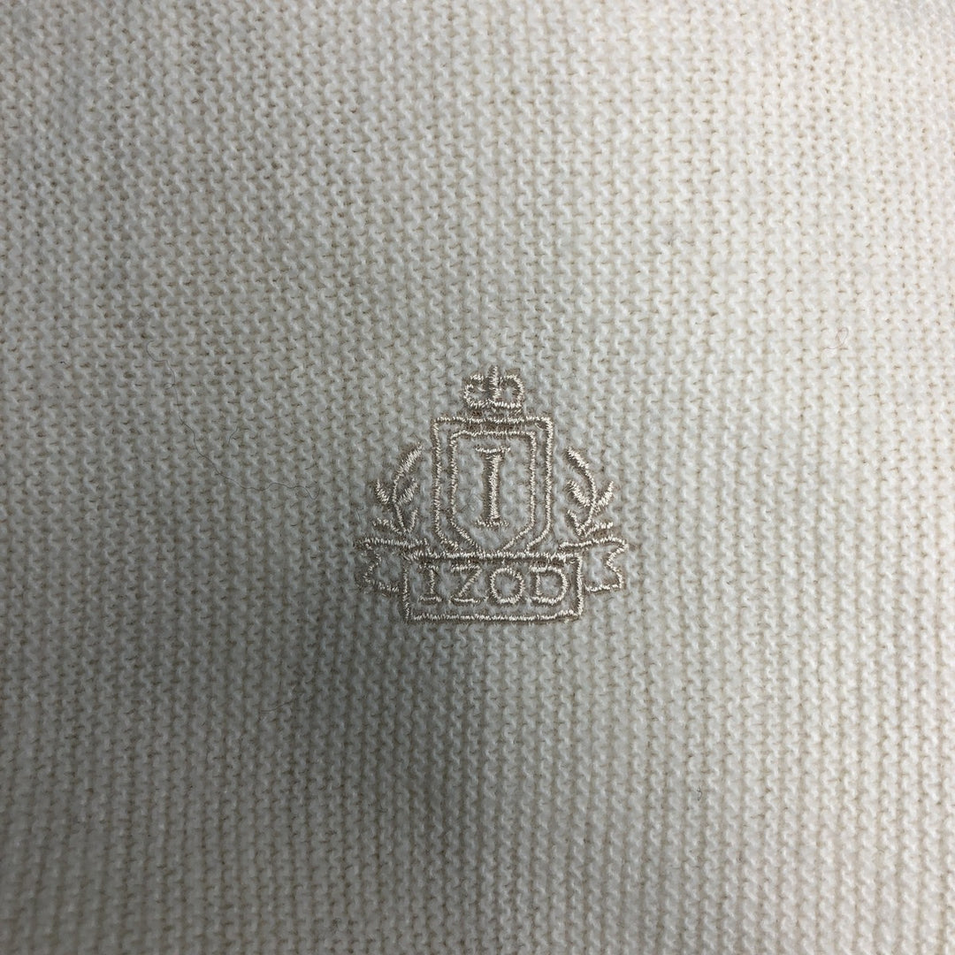 Vintage IZOD acrylic knit cardigan, made in the USA, size L, men's. acrylic ivory Vintage Second Hand
