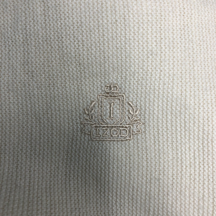 Vintage IZOD acrylic knit cardigan, made in the USA, size L, men's. acrylic ivory Vintage Second Hand
