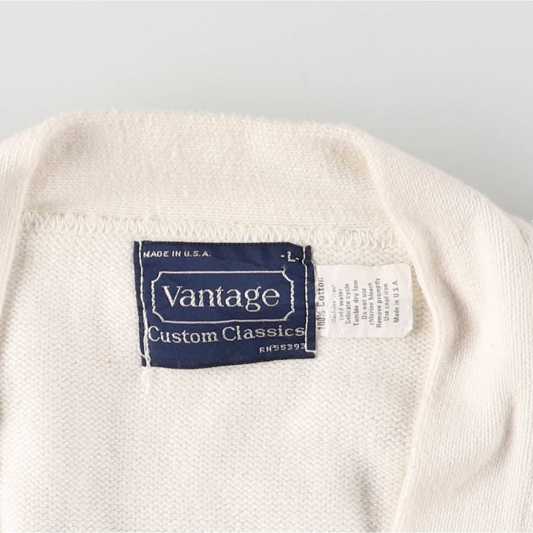 70s-80'S VANTAGE Custom Classics Cotton Knit Cardigan, Made in USA, Men's Size L, Vintage cotton white type Vintage Second Hand