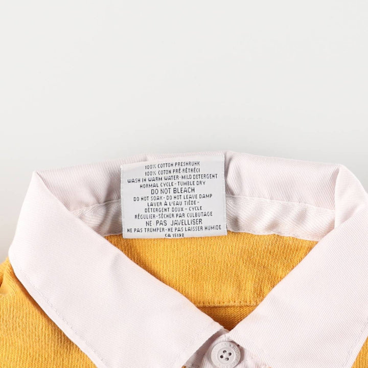 BARBARIAN Border Pattern Long Sleeve Rugby Shirt, Made in Canada, Men's Size Small cotton yellow type Vintage Second Hand