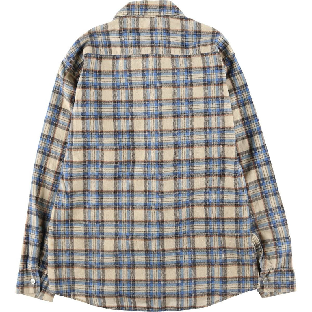 Vintage 1970'S Donlin Check Pattern Long Sleeve Light Flannel Shirt, Made in USA, Women's Size Medium cotton Beige type Vintage Second Hand