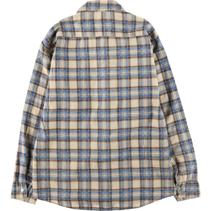 Vintage 1970'S Donlin Check Pattern Long Sleeve Light Flannel Shirt, Made in USA, Women's Size Medium cotton Beige type Vintage Second Hand