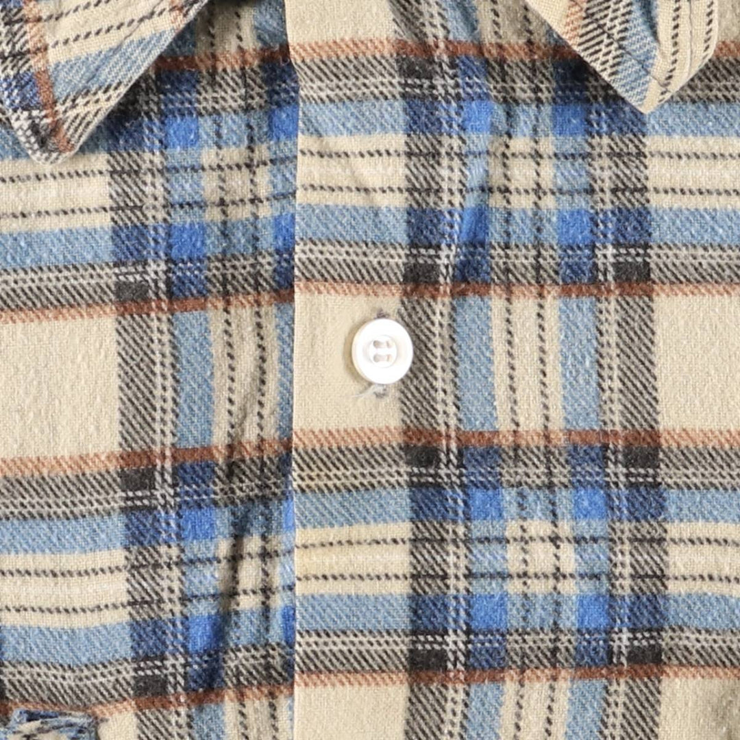 Vintage 1970'S Donlin Check Pattern Long Sleeve Light Flannel Shirt, Made in USA, Women's Size Medium cotton Beige type Vintage Second Hand