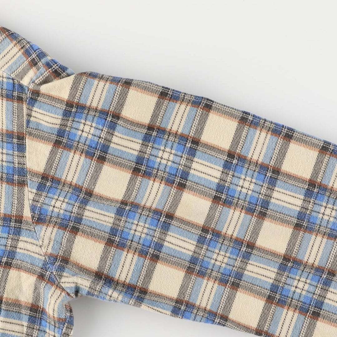 Vintage 1970'S Donlin Check Pattern Long Sleeve Light Flannel Shirt, Made in USA, Women's Size Medium cotton Beige type Vintage Second Hand