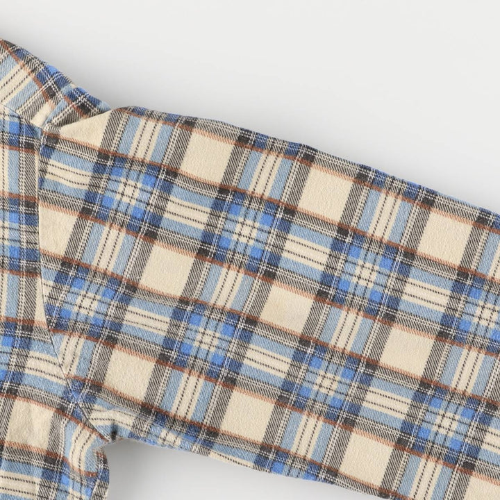 Vintage 1970'S Donlin Check Pattern Long Sleeve Light Flannel Shirt, Made in USA, Women's Size Medium cotton Beige type Vintage Second Hand