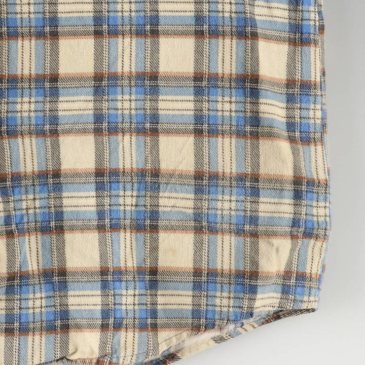 Vintage 1970'S Donlin Check Pattern Long Sleeve Light Flannel Shirt, Made in USA, Women's Size Medium cotton Beige type Vintage Second Hand