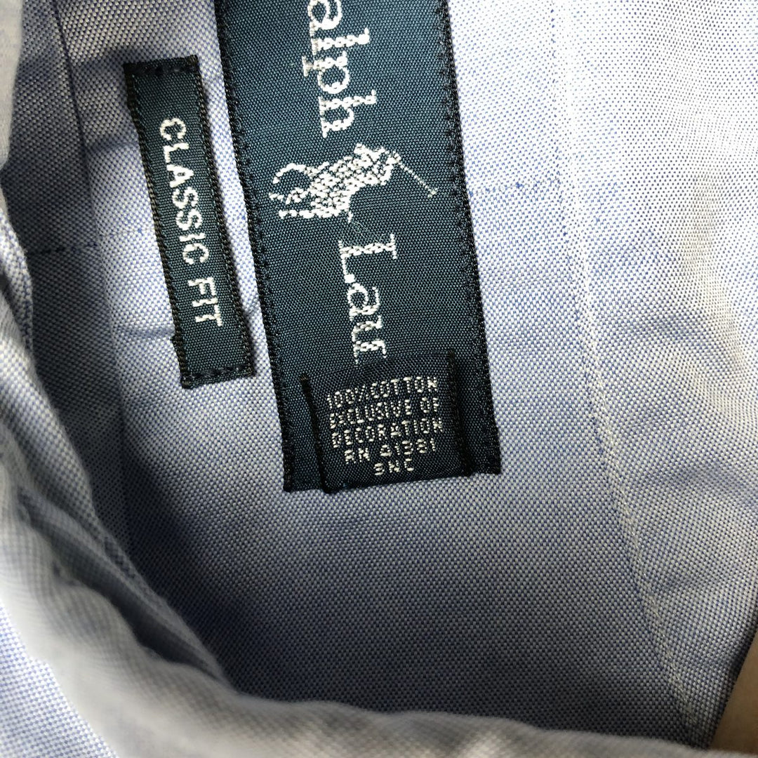 Ralph Lauren Classic Fit Long Sleeve Button Down Shirt Men's XL cotton Blue type light blue Vintage Second Hand