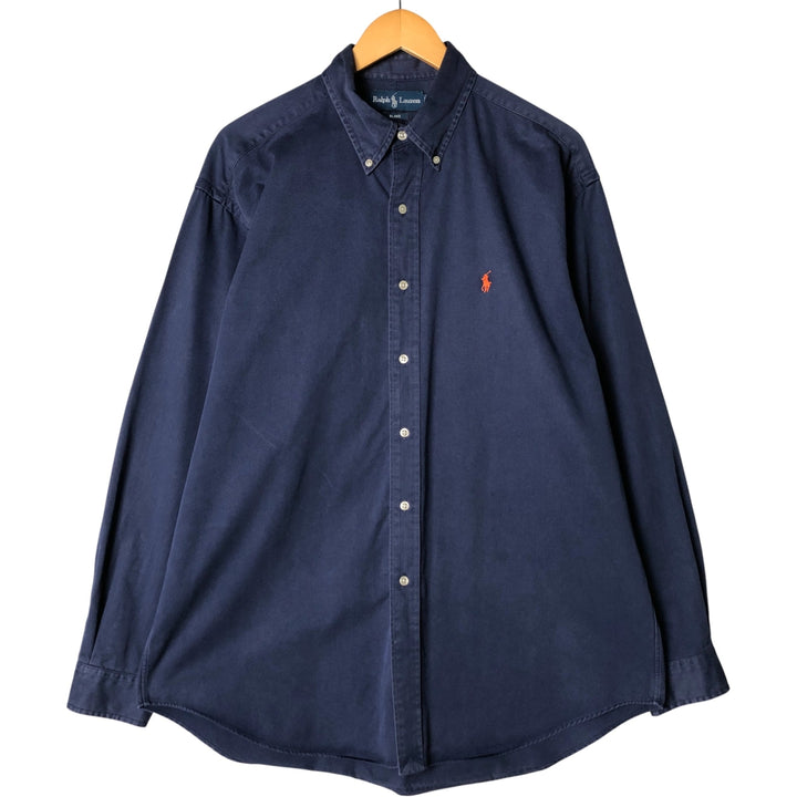 Ralph Lauren BLAKE long sleeve button down shirt, men's size L cotton navy blue type Vintage Second Hand